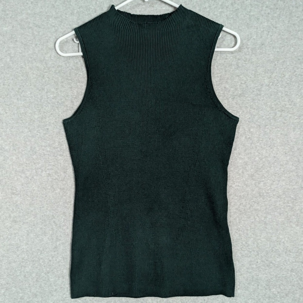 Skies Are Blue Womens XL Dark Green Ribbed Mock Neck Sleeveless Tank Top NWT